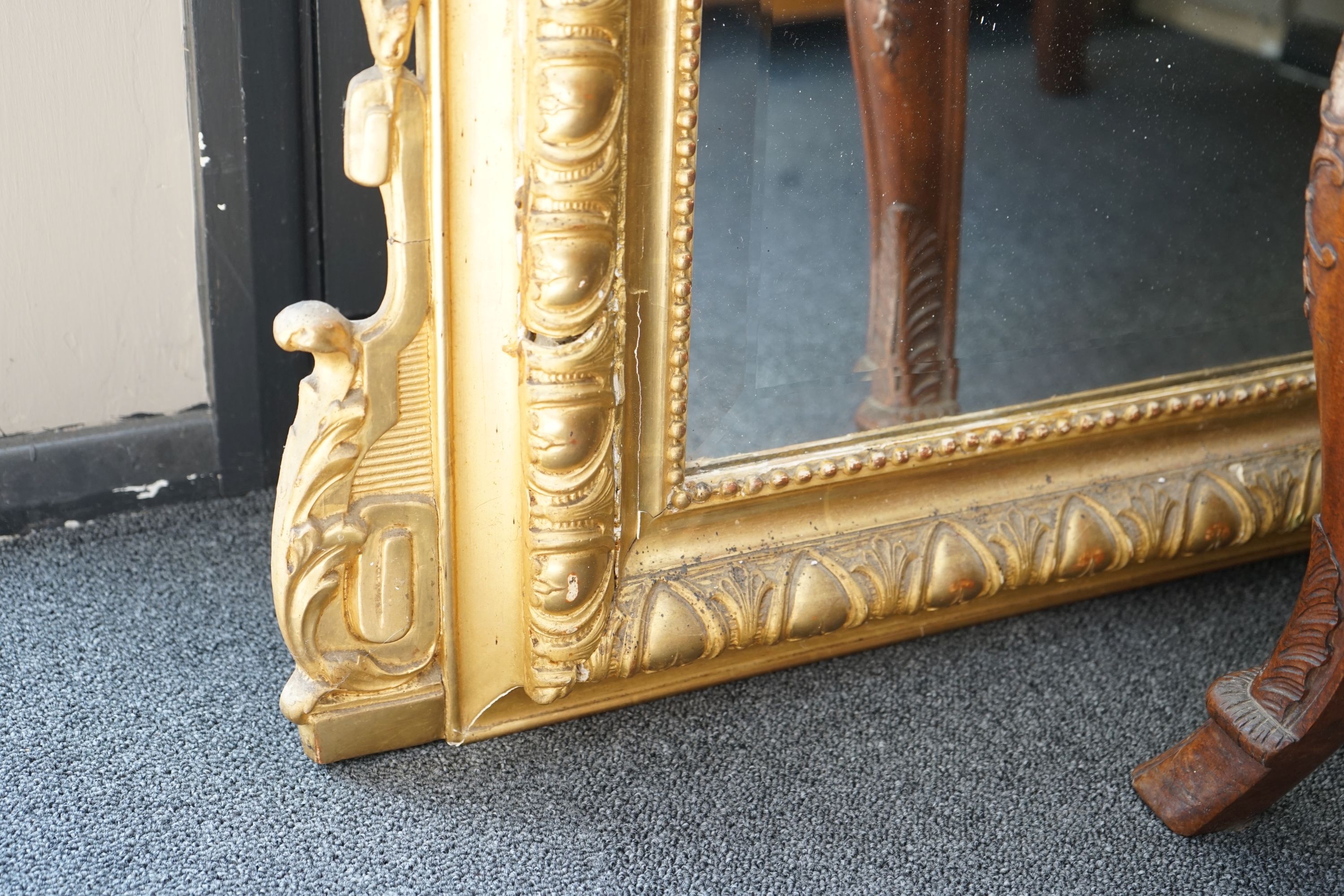 A 19th century French carved giltwood pier glass, W 96, H 157 cm